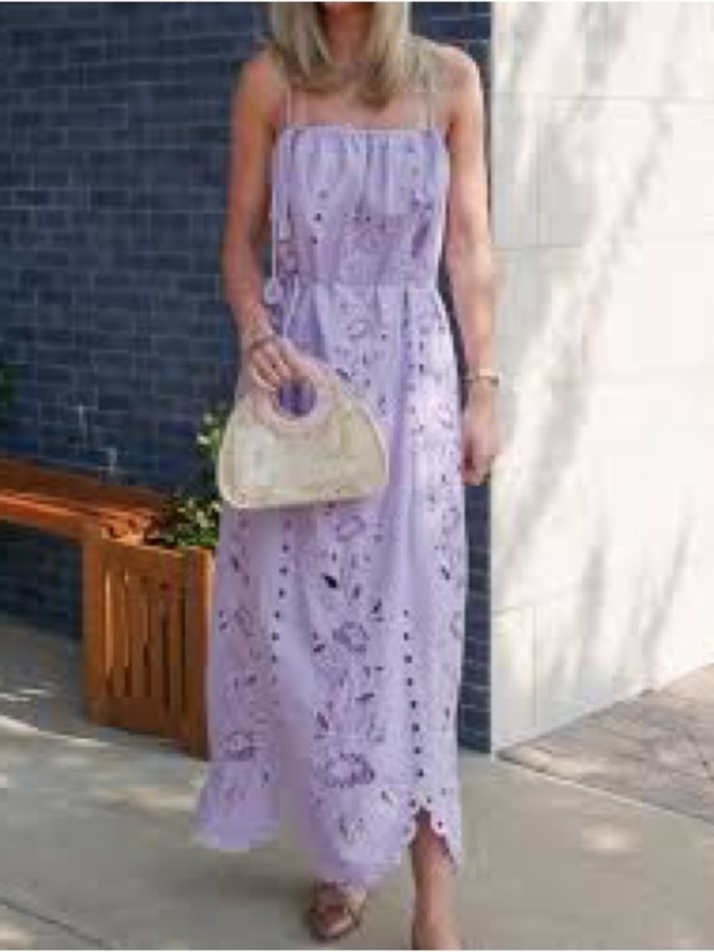 FARM Rio Lavender Eyelet Tie-Shoulder Maxi Dress - Picture 6 of 7